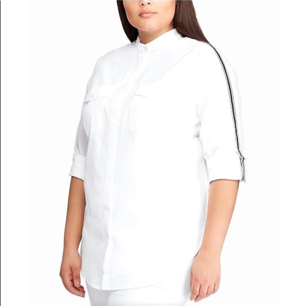 Ralph Lauren white smock neck button down